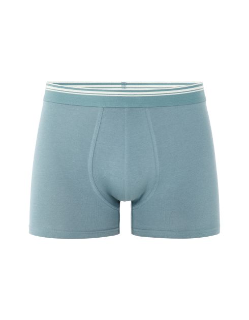 Boxer coton stretch ceinture contrastée - bleu