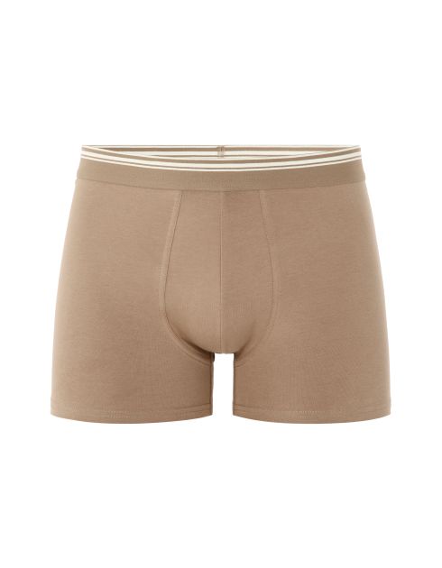 Boxer coton stretch ceinture contrastée - beige