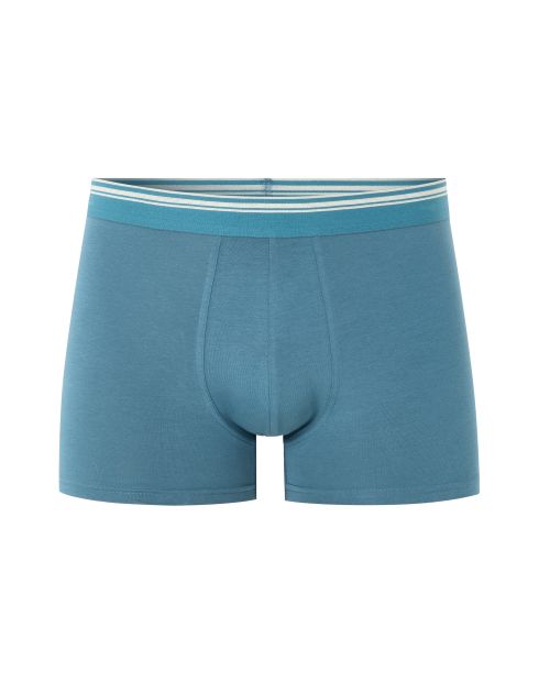 Boxer coton stretch ceinture contrastée - bleu