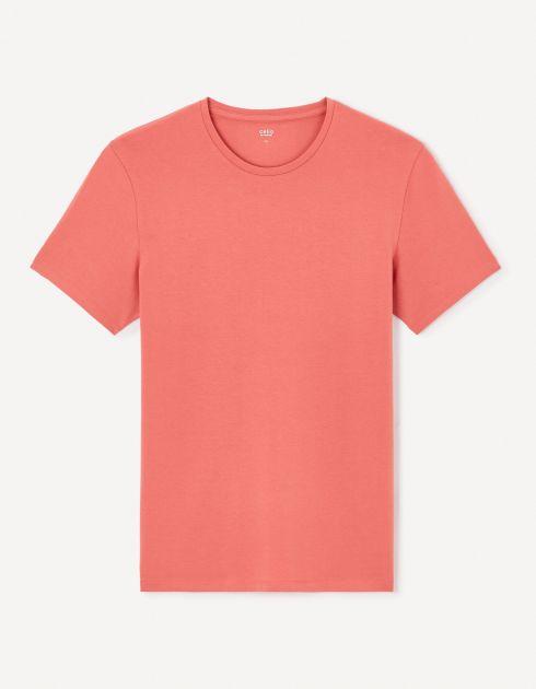 T-shirt col rond coton stretch - bordeaux