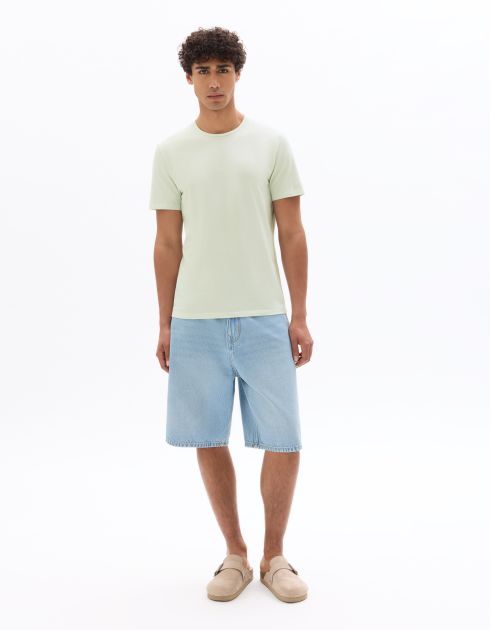 T.03 T-shirt slim col rond en coton stretch - vert menthe