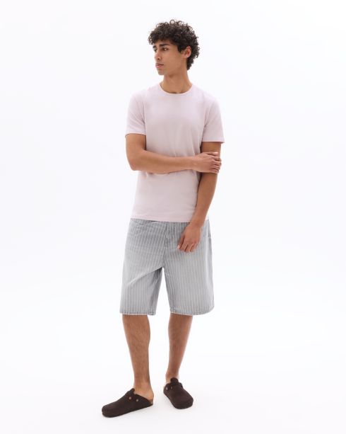T.03 T-shirt slim col rond en coton stretch - violet lavande