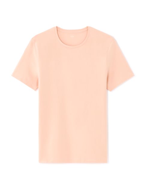T-shirt slim col rond en coton stretch - rose