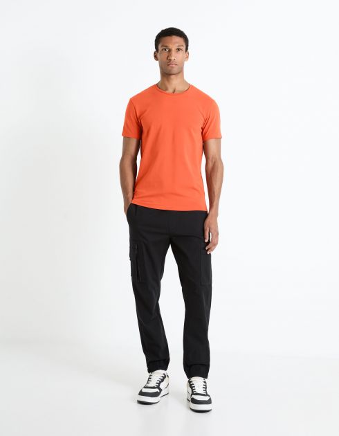 T-shirt col rond coton stretch - orange