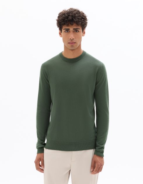 Pull col rond 100% laine mérinos - vert