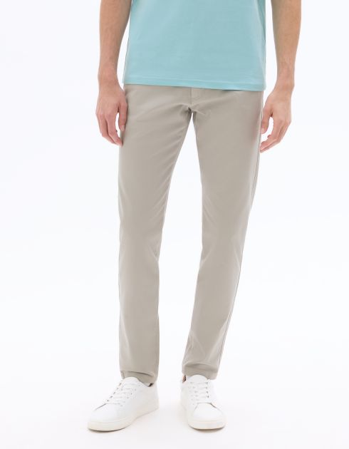 Pantalon chino slim en coton stretch longueur standard - gris clair