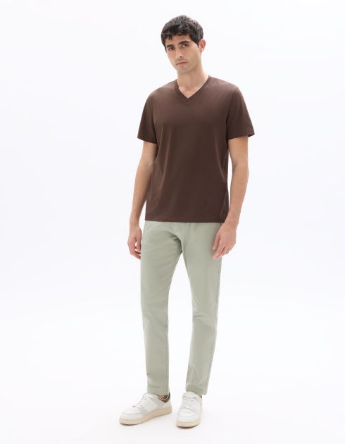 Pantalon chino slim en coton stretch longueur standard - kaki clair