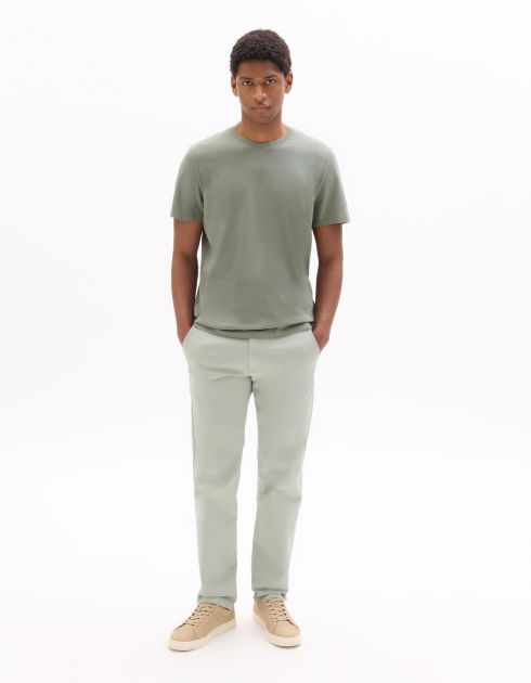 P.02 Pantalon chino slim en coton stretch longueur standard - vert clair