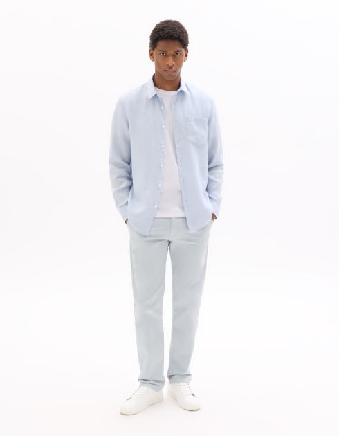 P.02 Pantalon chino slim en coton stretch longueur standard - bleu clair