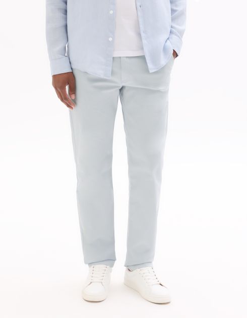 P.02 Pantalon chino slim en coton stretch longueur standard - bleu clair