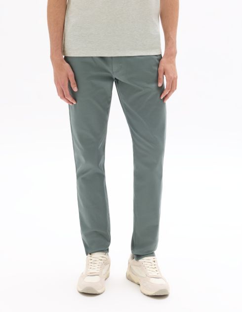 Pantalon chino slim en coton stretch longueur standard - vert moyen