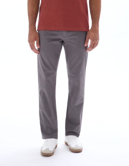 Pantalon chino straight en coton stretch - gris