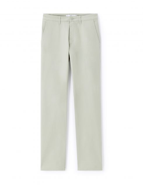 Pantalon chino straight coton stretch - menthe