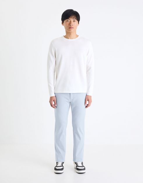 Pantalon chino straight coton stretch - bleu ciel
