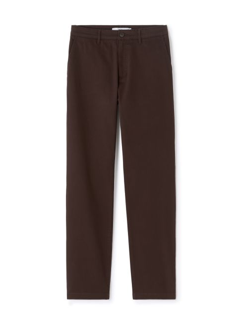 Pantalon chino straight en coton stretch - marron foncé