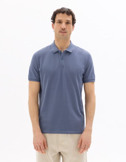 Polo piqué regular 100% coton - bleu