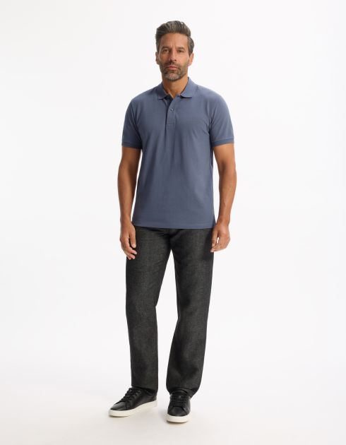 Polo piqué straight 100% coton - bleu gris