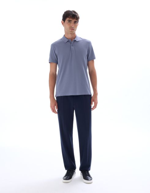 Polo piqué regular 100% coton - bleu moyen