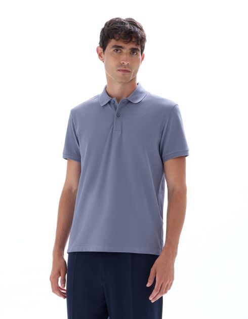 Polo piqué regular 100% coton - bleu moyen