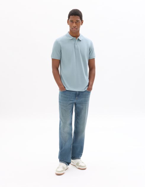 Polo piqué regular 100% coton - bleu
