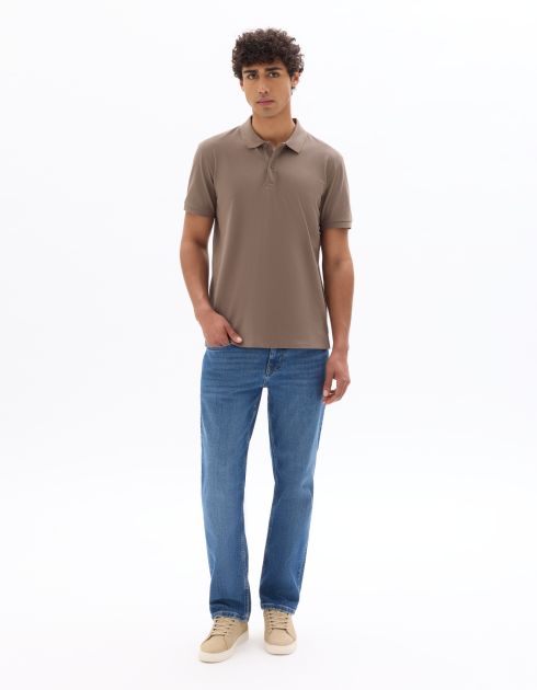 Polo piqué regular 100% coton - gris taupe foncé