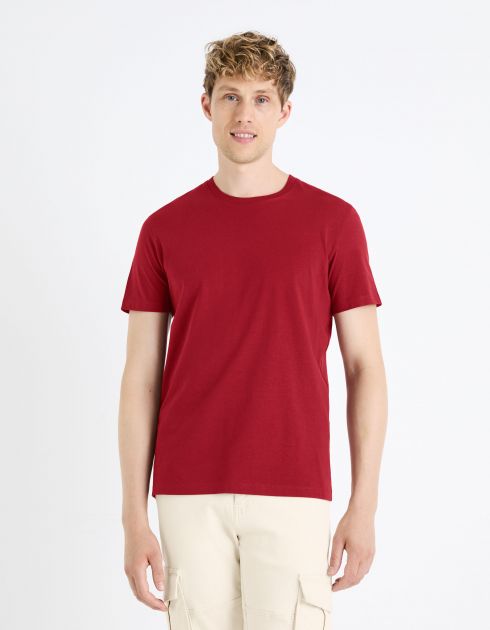 T-shirt col rond 100% coton - bordeaux
