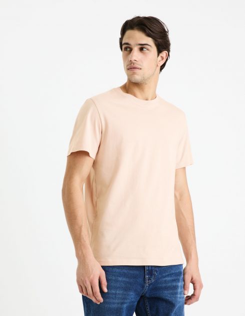 T-shirt col rond 100% coton - rose