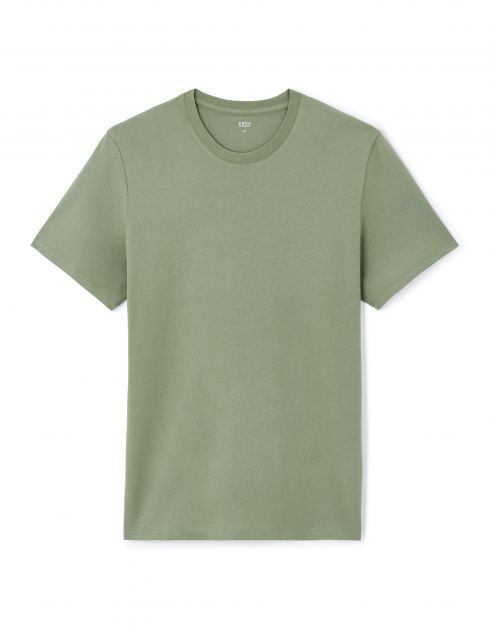T-shirt straight col rond 100% coton - kaki
