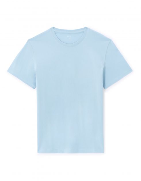 T-shirt straight col rond 100% coton - bleu clair