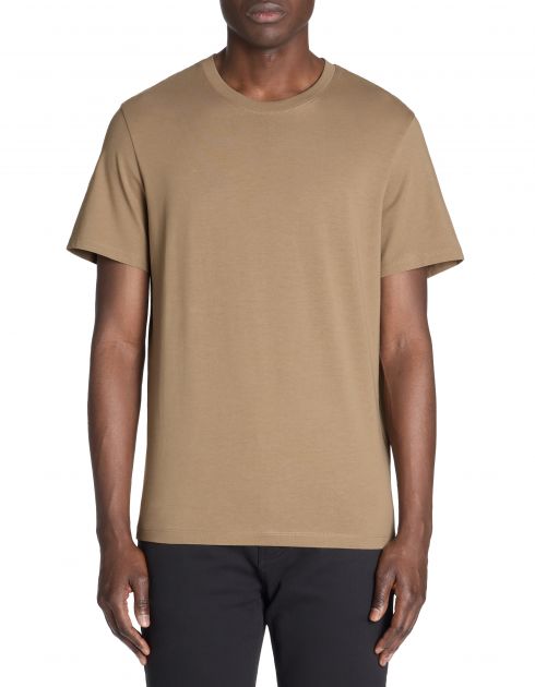 T-shirt straight col rond 100% coton - marron