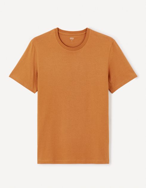 T-shirt col rond en coton - marron