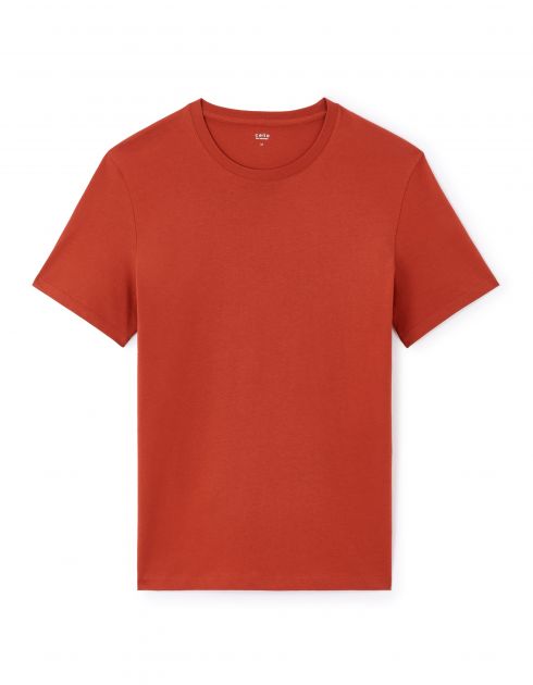 T-shirt straight col rond 100% coton - marron