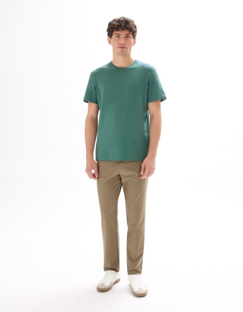 T-shirt regular col rond 100% coton - vert moyen