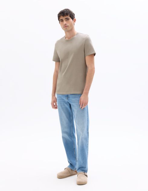 T-shirt regular col rond 100% coton - gris taupe