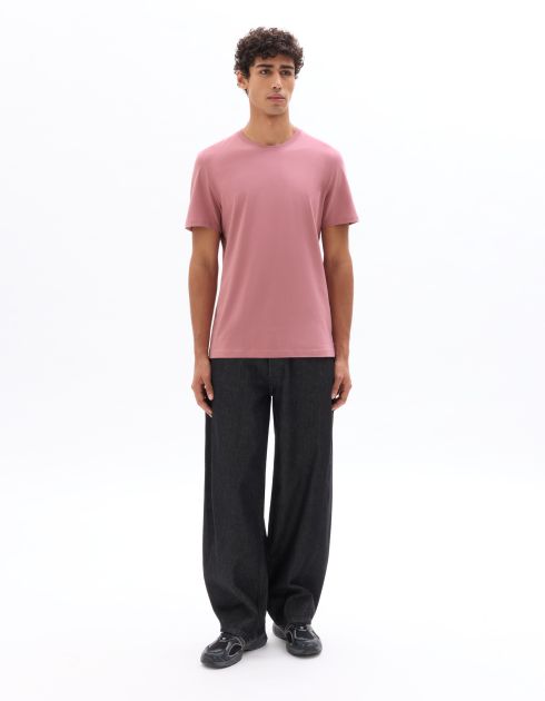 T-Shirt regular col rond 100% coton - bois de rose