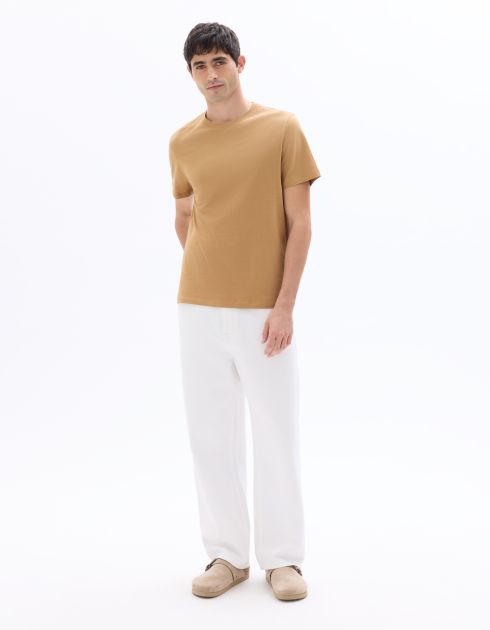 T-shirt regular col rond 100% coton - beige clair