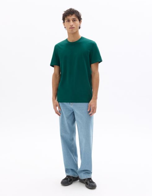 T-shirt regular col rond 100% coton - vert forêt