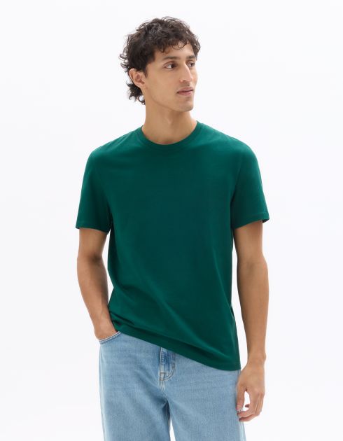 T-shirt regular col rond 100% coton - vert forêt