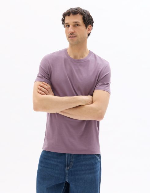T-shirt regular col rond 100% coton - violet