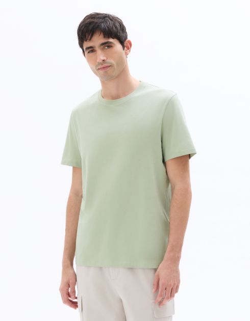 T-shirt regular col rond 100% coton - vert clair
