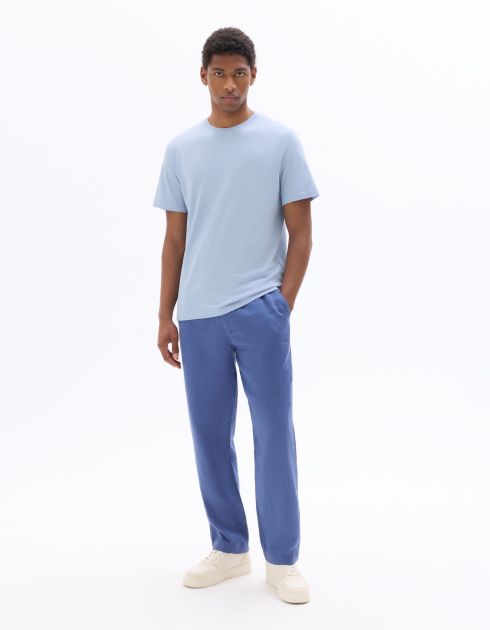 T-shirt regular col rond 100% coton - bleu