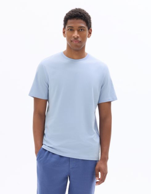 T-shirt regular col rond 100% coton - bleu