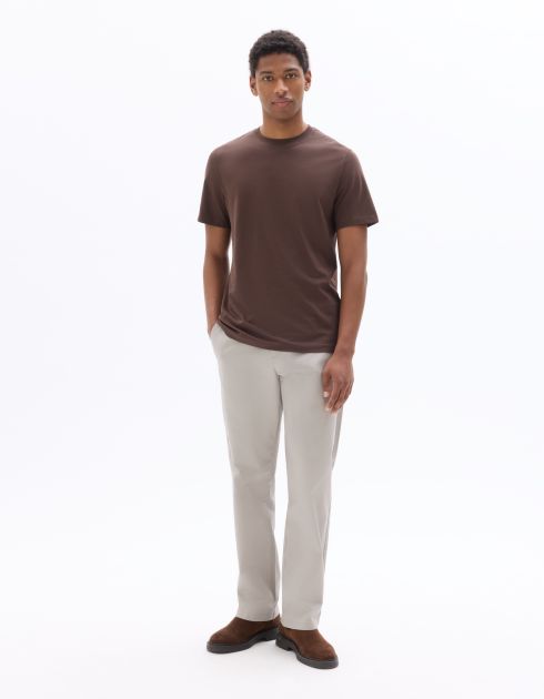 T-shirt regular col rond 100% coton - marron