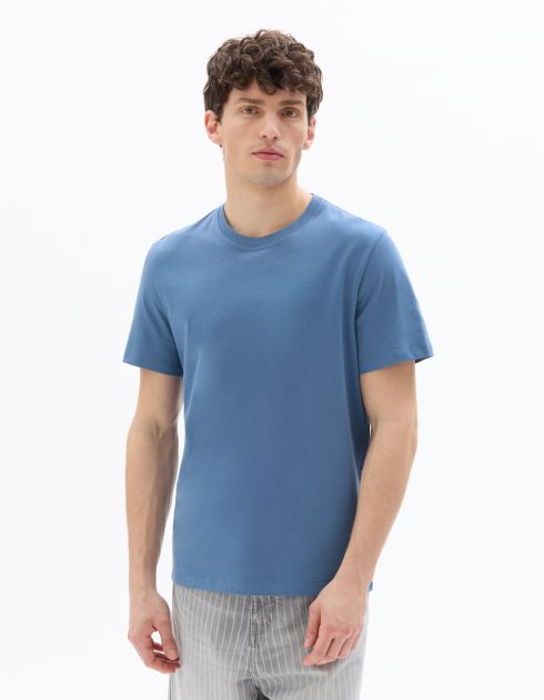 T.01 T-shirt regular col rond 100% coton - bleu