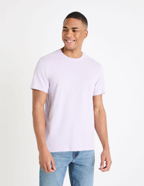 T-shirt straight col rond 100% coton - lilas