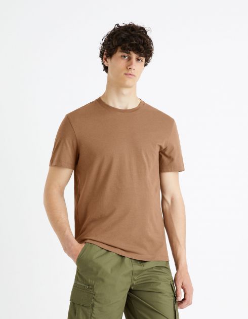 T-shirt col rond 100% coton - taupe