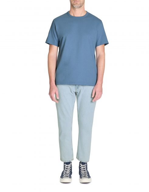 T-shirt boxy col rond 100% coton - marine