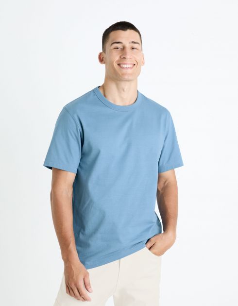 T-shirt boxy 100% coton - gris bleu