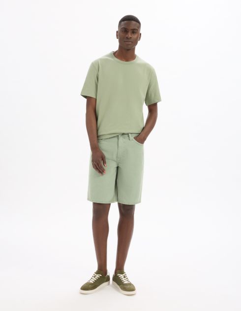 T-shirt boxy col rond 100% coton - vert