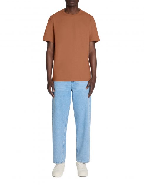 T-shirt boxy col rond 100% coton - noisette